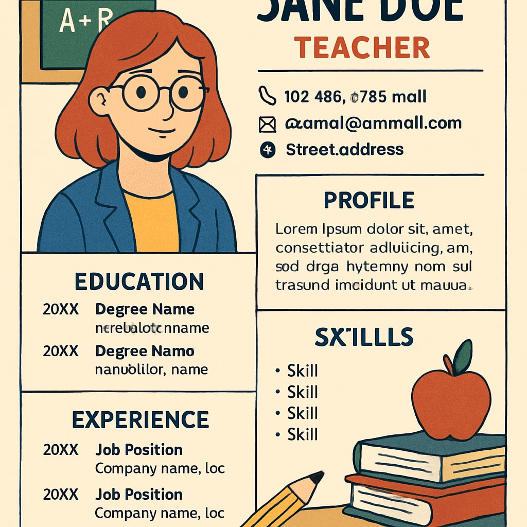 A well-designed resume template for a teacher, emphasizing clarity and professionalism. Professional teacher resume template for Canadian schools