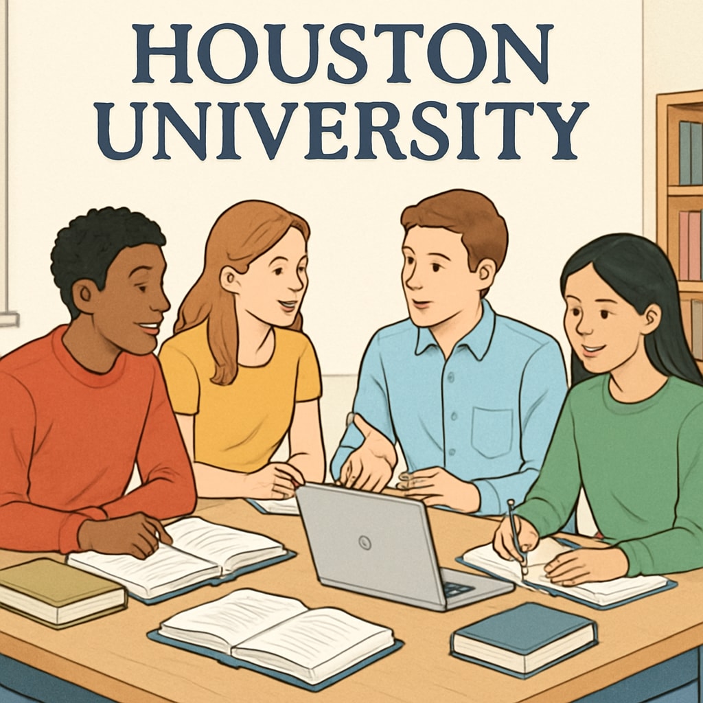 Students working together in a study group at Houston University.