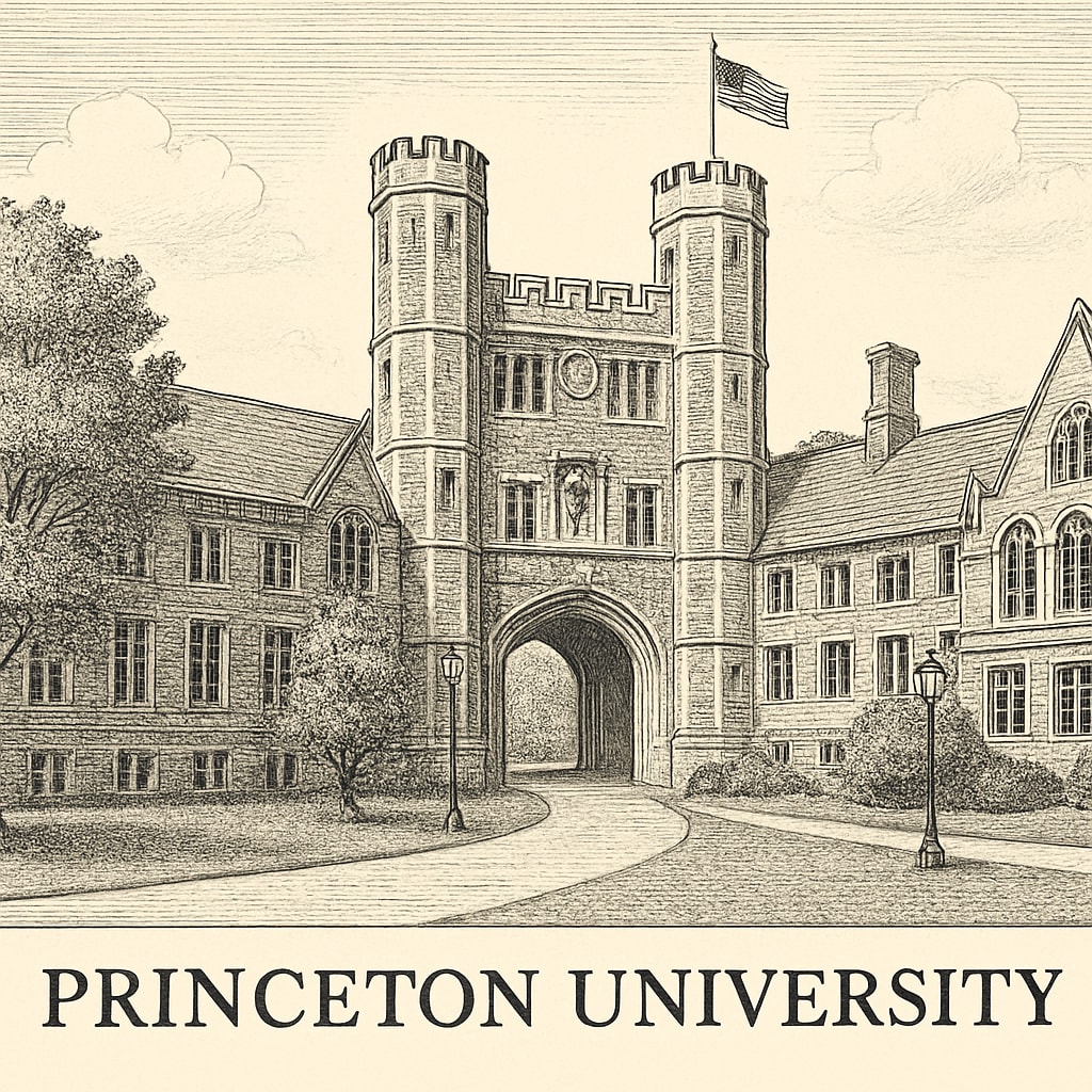 A view of Princeton University's iconic campus, highlighting its historic architecture and prestigious reputation. Princeton University campus representing Ivy League prestige