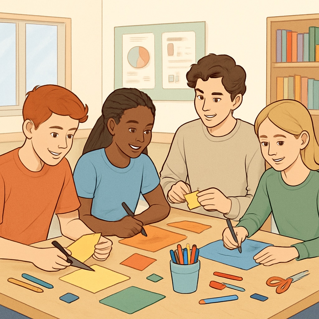 Teenagers participating in a collaborative workshop to enhance personal development.
