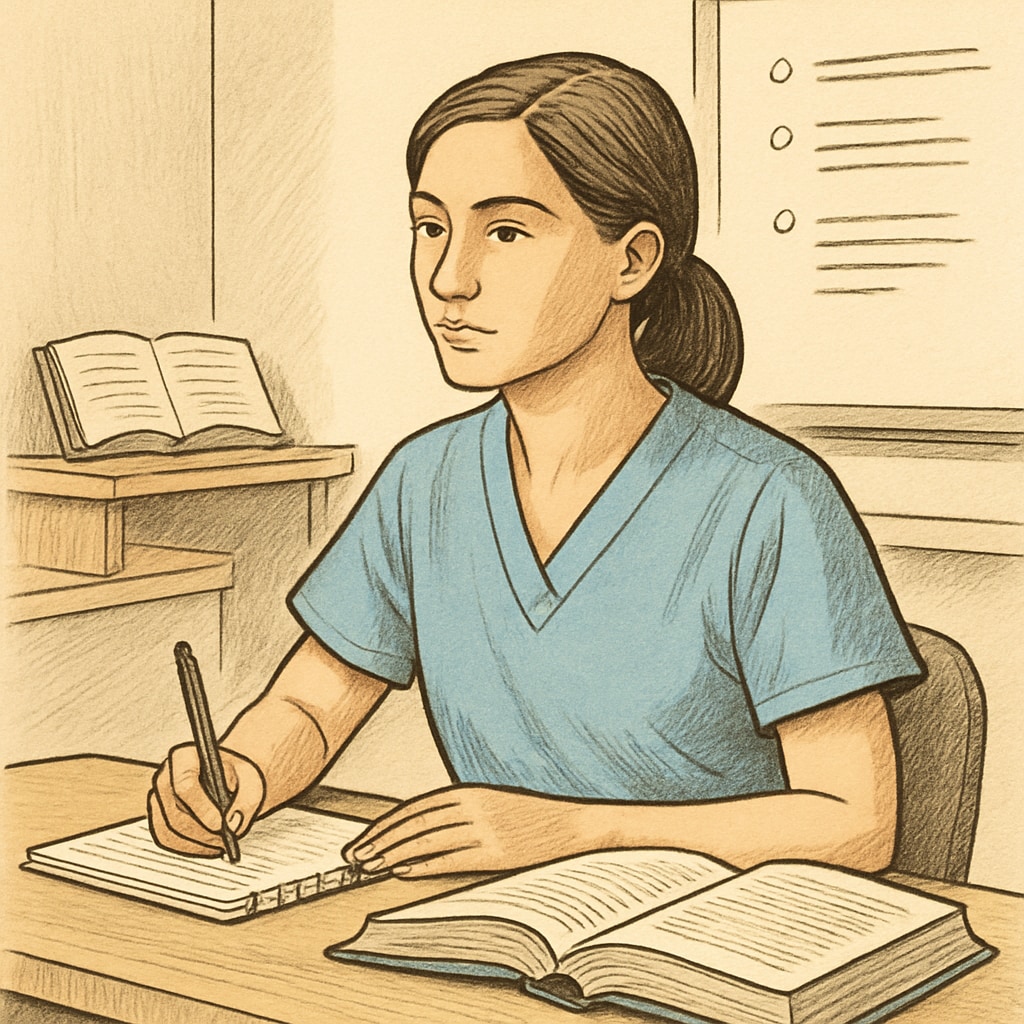 A nursing student taking notes during a lecture, symbolizing preparation for transfer applications. Nursing student taking notes during a lecture, symbolizing preparation for transfer applications.