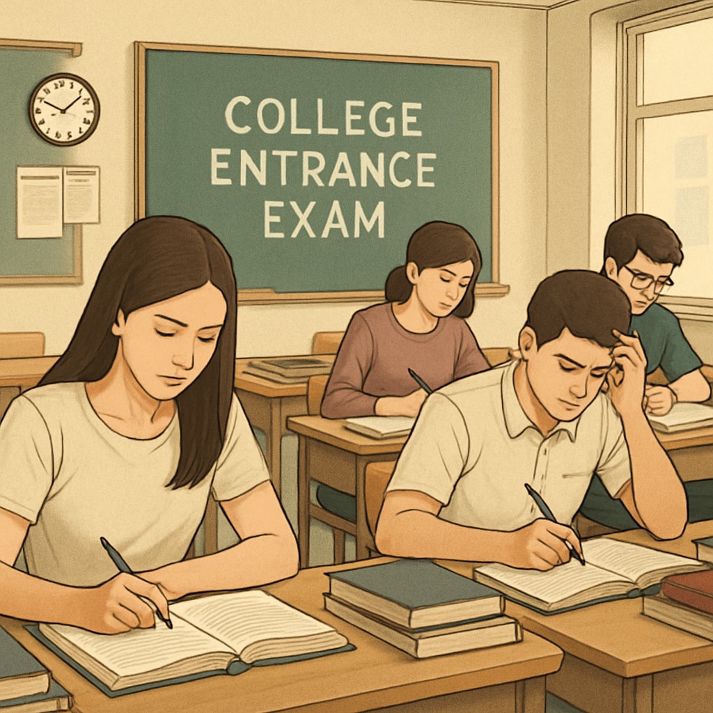 A classroom scene with students preparing for college entrance exams, reflecting the intense focus on academic preparation in K12 education. Students in a classroom studying for college entrance exams in K12 education.