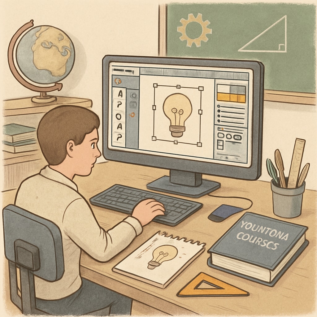 A student working on a creative project using design software, symbolizing career-focused learning through BTEC courses. Career-focused learning through BTEC courses, showcasing a student engaged in practical skills development.