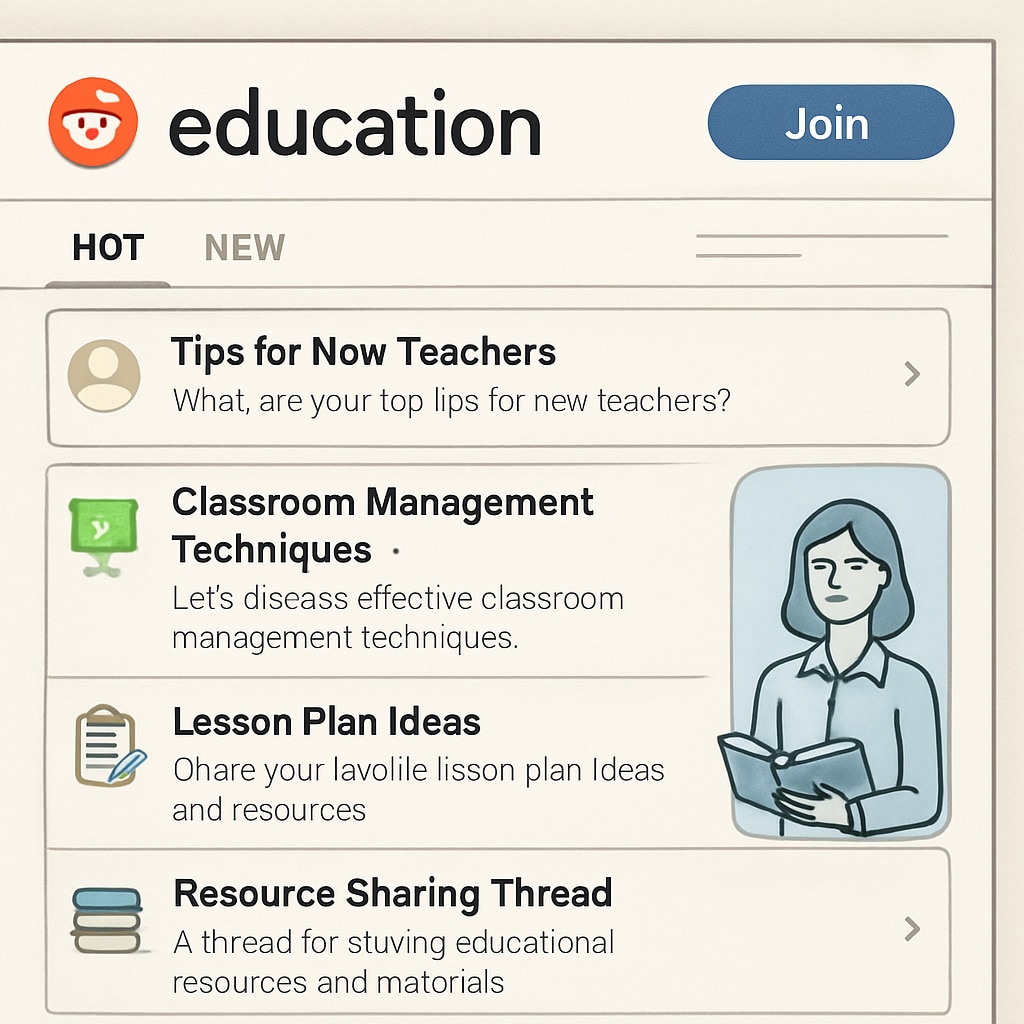 Screenshot of Reddit education subreddit homepage showing threads and resources for K12 educators.