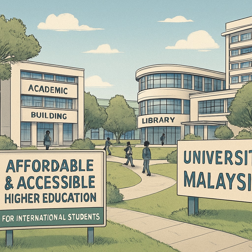 A university campus in Malaysia, showcasing affordable and accessible higher education options for international students. Affordable university campus in Malaysia for international AS-level students.