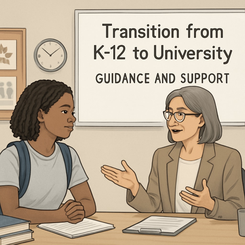 A college student attending a workshop designed for K12-to-university transition, emphasizing guidance and support. Workshop supporting K12-to-university transition for academic success.