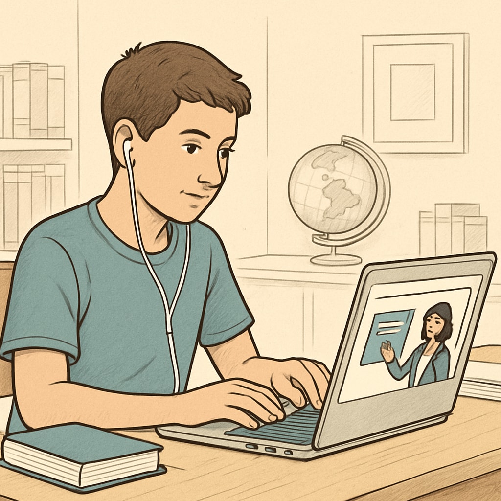 Online student engaging with Khan World School and ASU's program.