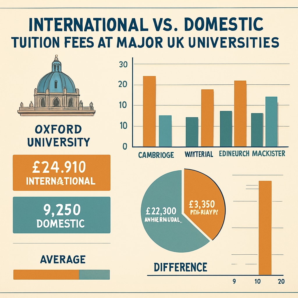 Infographic comparing tuition fees for international and domestic students at Oxford.