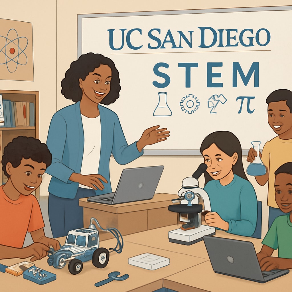 Students in a STEM-focused classroom preparing for UC San Diego’s academic expectations.