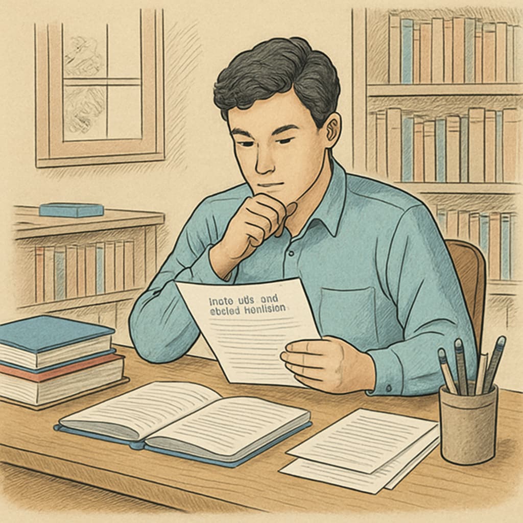 Graduate student organizing information from a school counselor interview for academic work.
