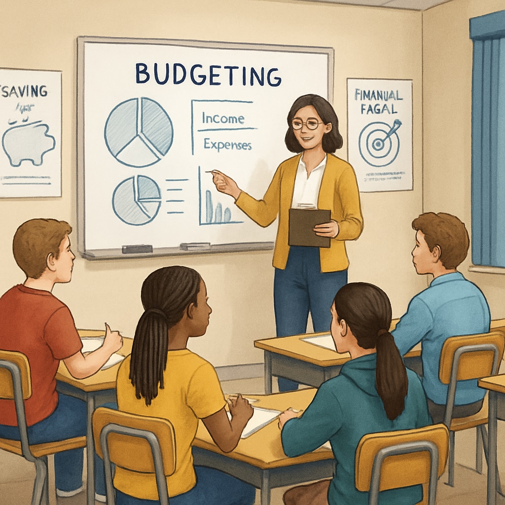 Financial education lesson in a classroom