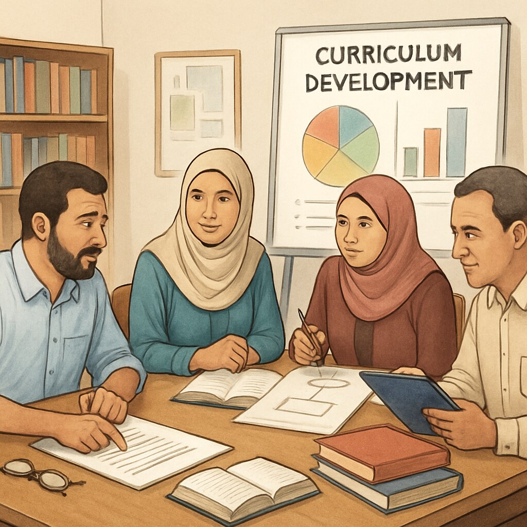 Teacher training workshop for Gaza school curriculum development.