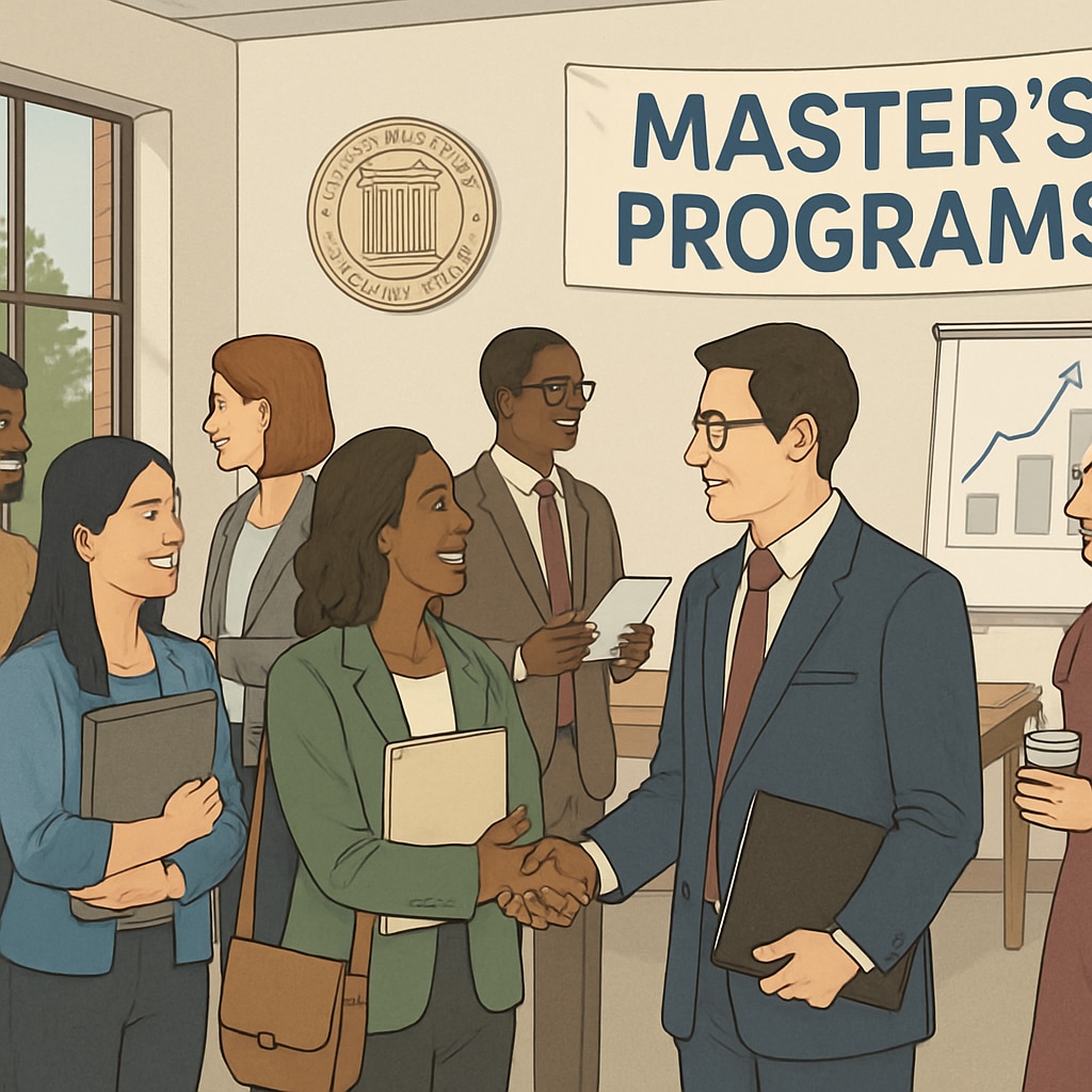 Networking event at an American university for master's degree students