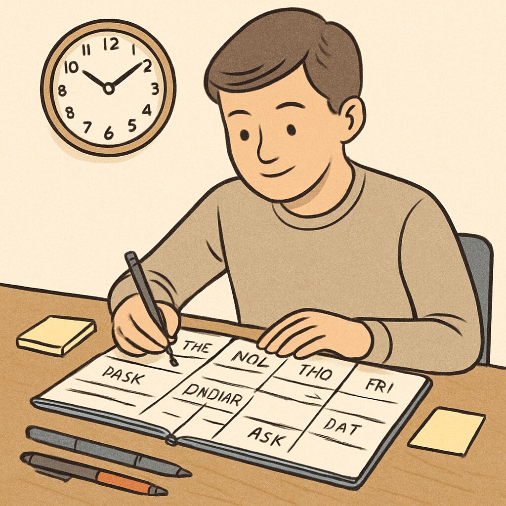 Student practicing time management with a planner