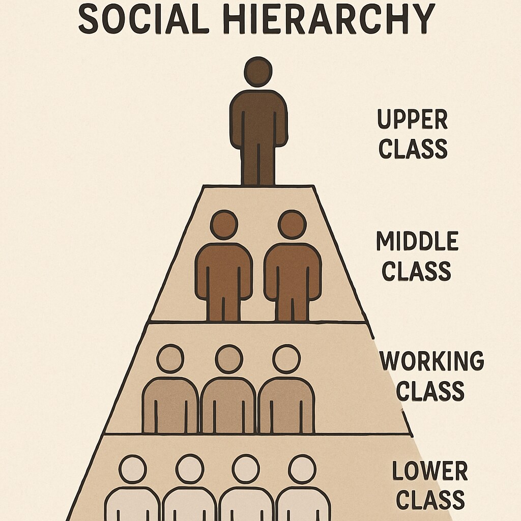 An illustration depicting social class systems, showing hierarchy and mobility challenges.
