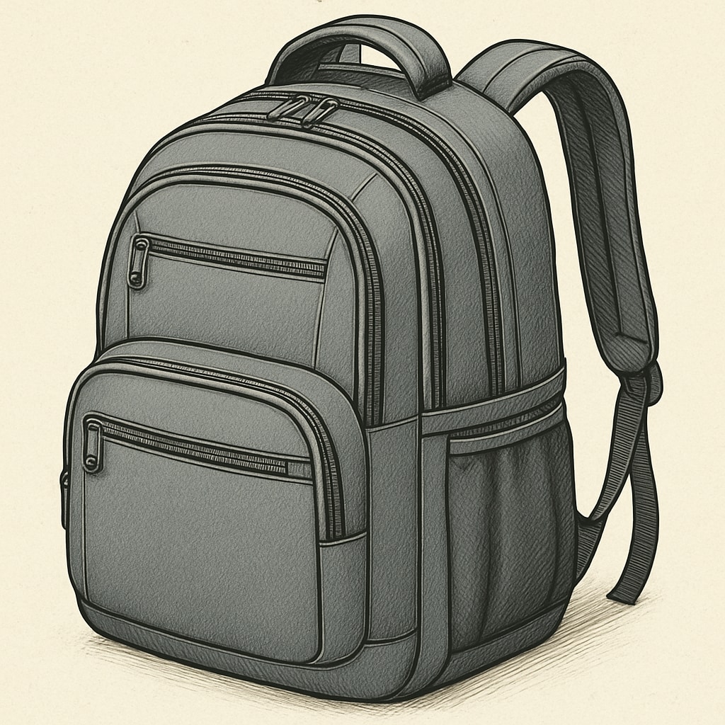 A close-up view of a durable college bag with padded straps and multiple compartments. Durable college bag demonstrating space and comfort features.