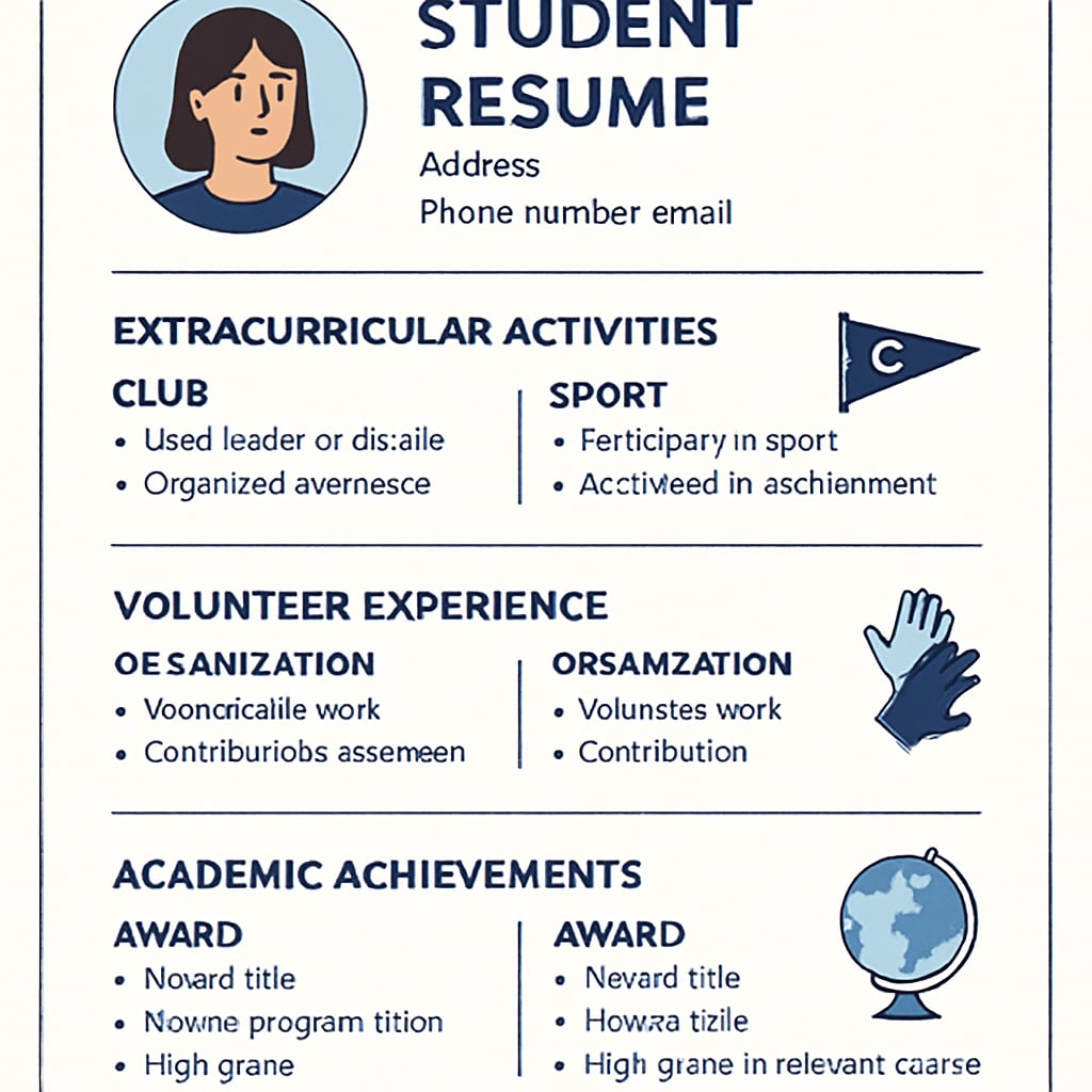 A sample student resume featuring extracurricular activities, volunteer experience, and academic achievements with a global focus. Example of a globally-focused student resume inspired by Canadian education.