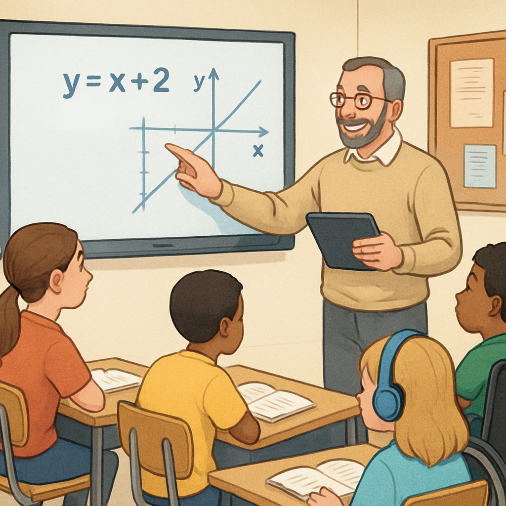 A classroom setting where a professor is using assistive technology to teach students with diverse learning needs. A professor using assistive technology to teach students with learning disabilities.