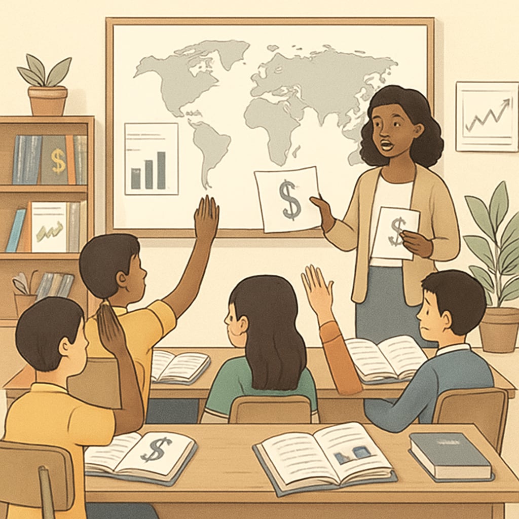 Students participating in a financial literacy workshop, symbolizing the integration of global skills in K12 education. Students at a financial literacy workshop, highlighting global skill development in K12 education.