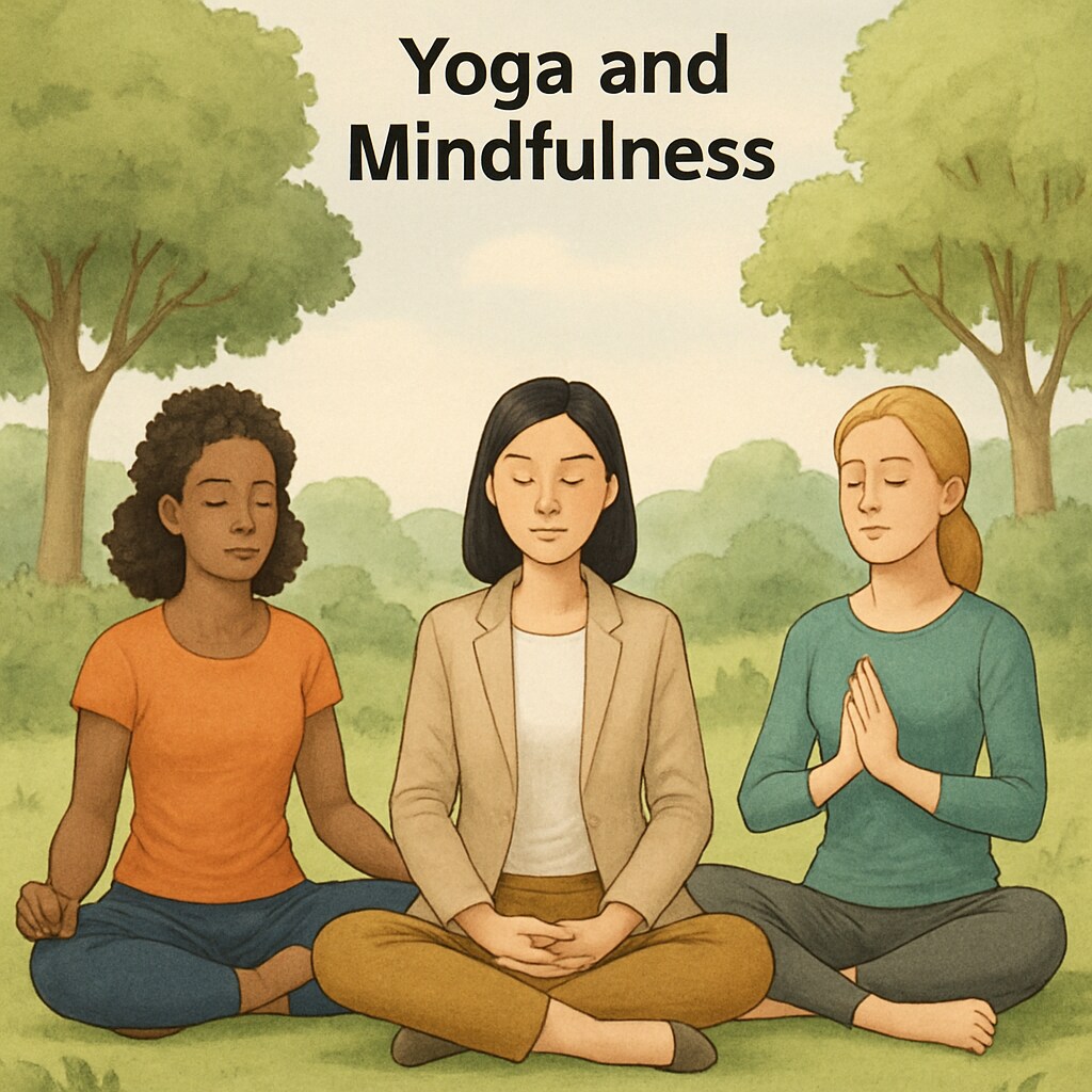 Women entrepreneurs practicing yoga and mindfulness, inspired by Sadhguru’s teachings. Women leaders engaging in mindfulness practices influenced by Sadhguru.