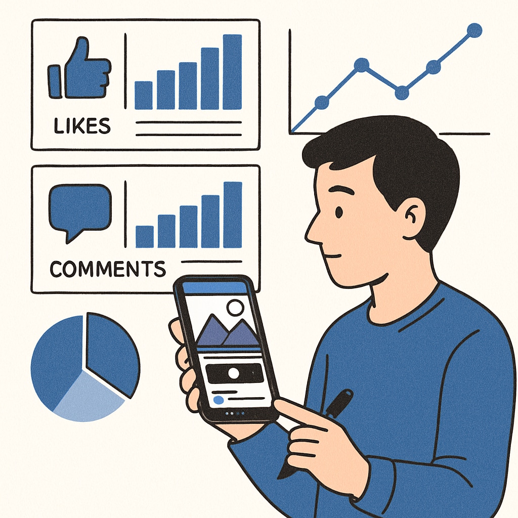 A survey participant analyzing travel short videos on a smartphone, with graphs showing engagement metrics in the background. Survey participant reviewing travel short videos with engagement metrics graphs.
