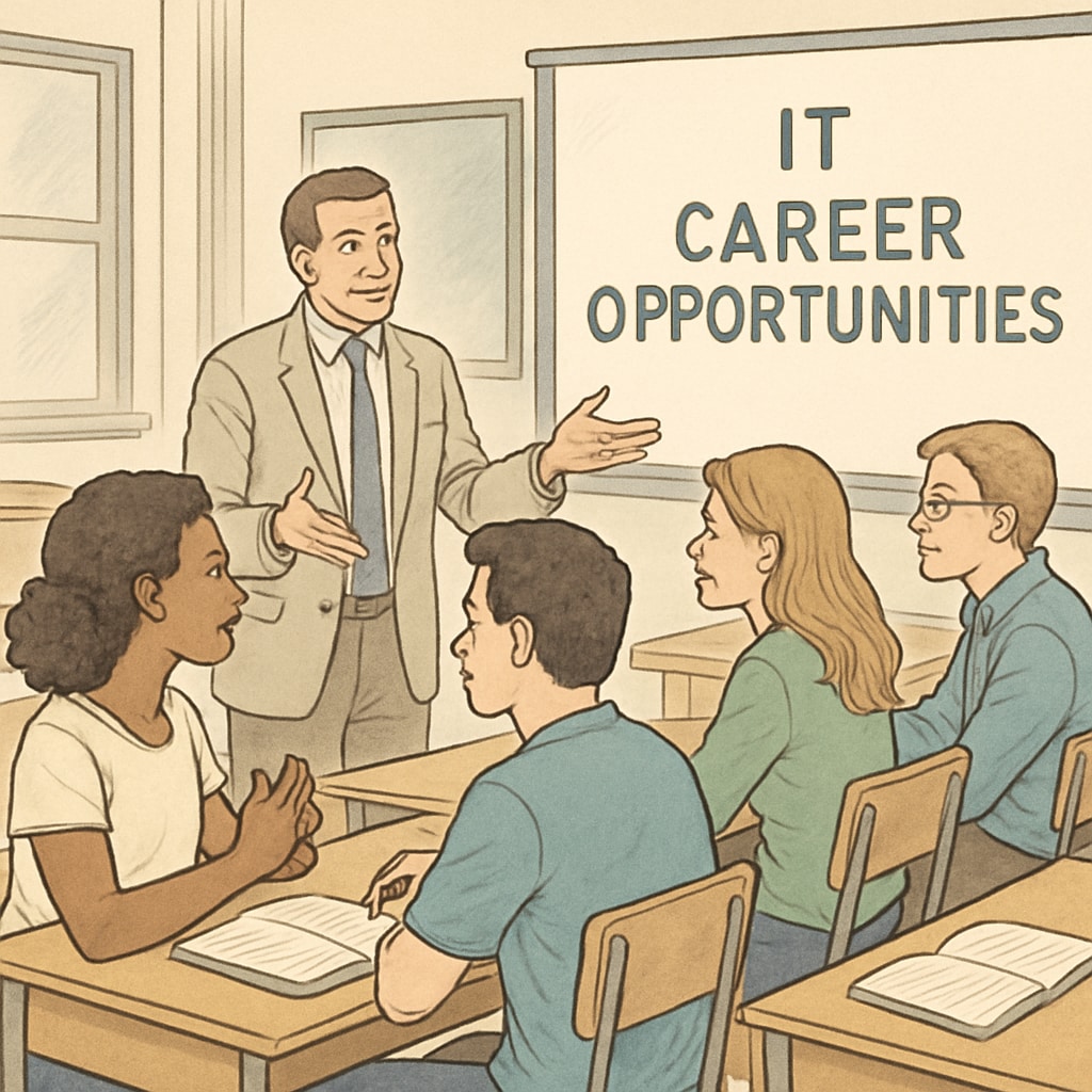 Group discussing IT career opportunities