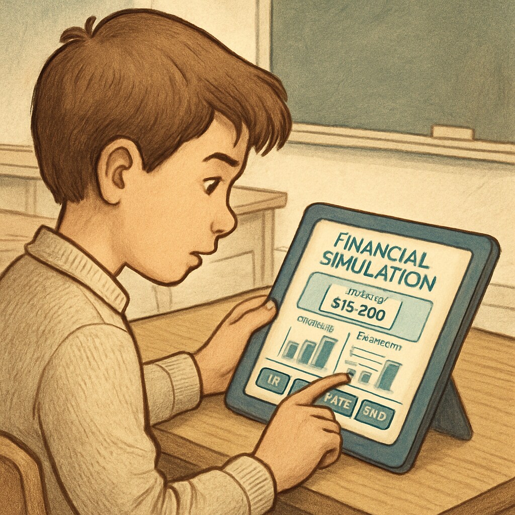 Student engaged in a financial literacy simulation activity.