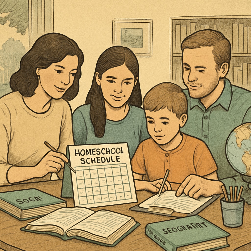 A family benefiting from the flexible schedule of public online schools.
