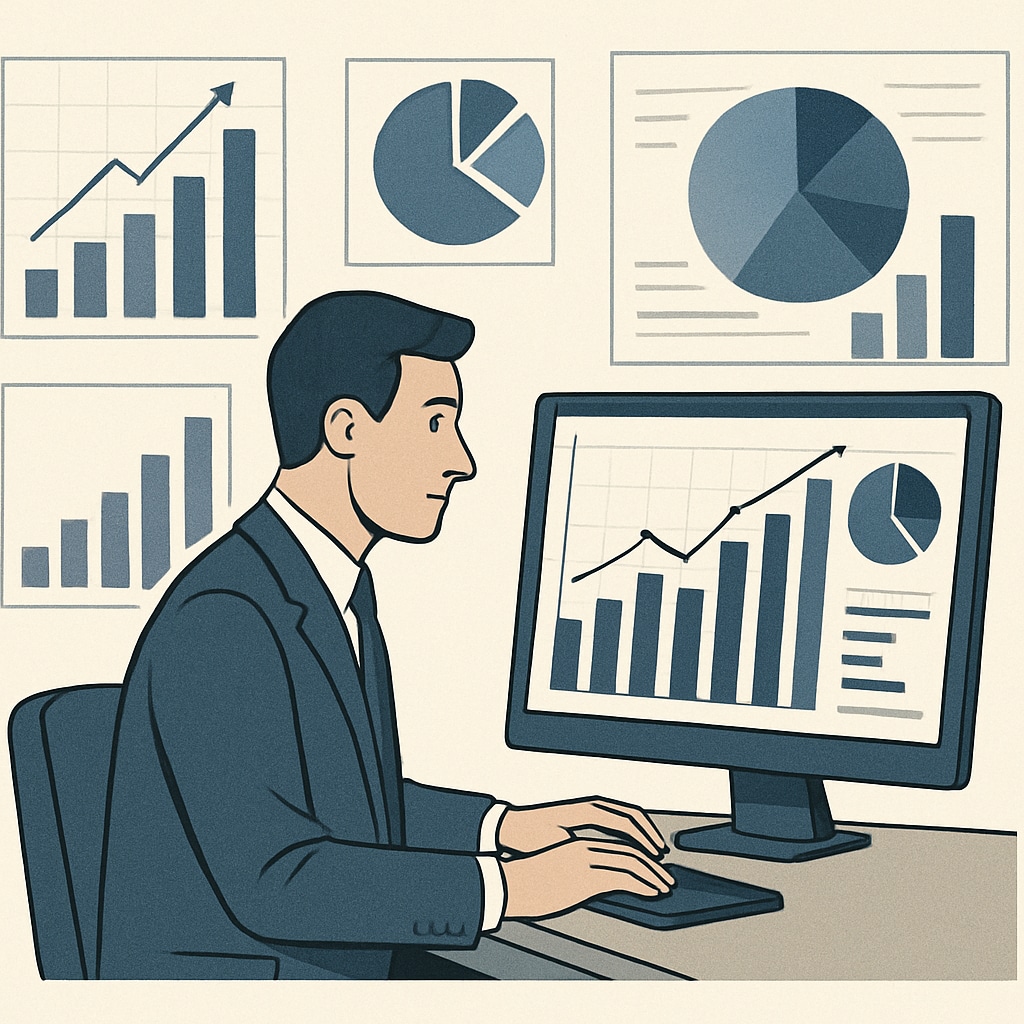 Professional analyzing data charts, showcasing commercial analysis and finance-related skills.