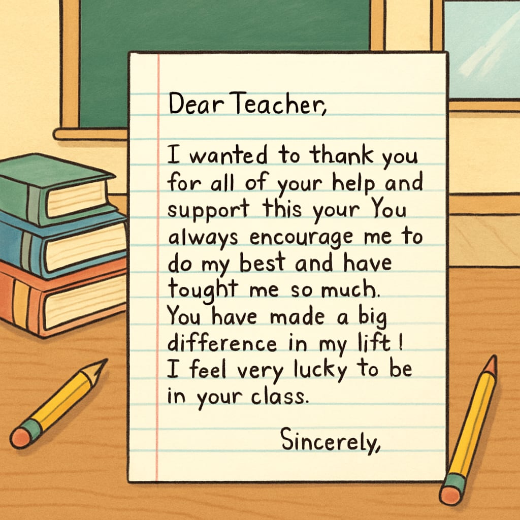 A handwritten letter from a student to their teacher, expressing gratitude for their influence. A letter showcasing student gratitude for a teacher’s impact.