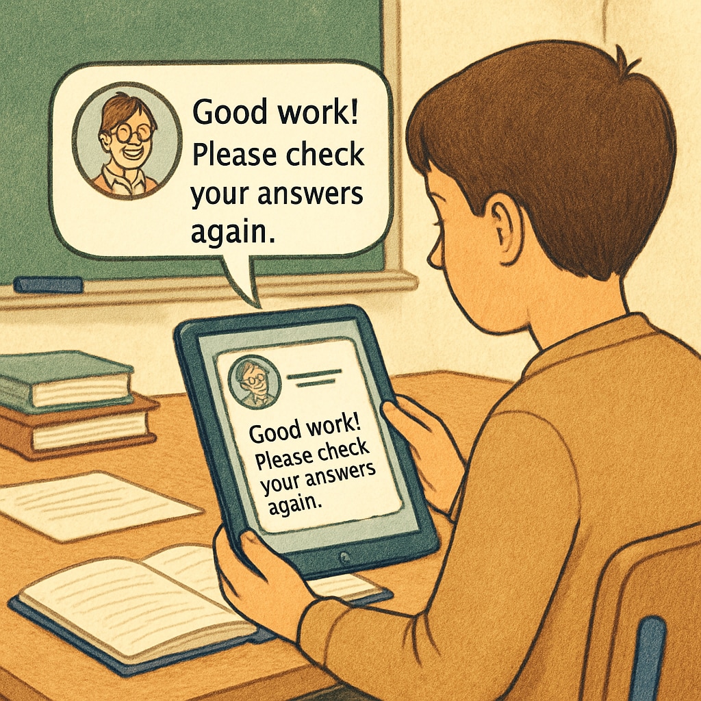 A student reviewing digital feedback provided by a teacher using speech-to-text technology. Student reading digital feedback generated by speech-to-text tools.