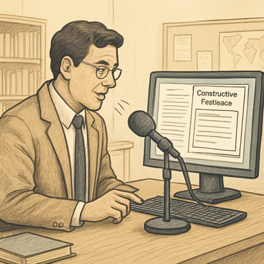 An educator using a speech-to-text tool like WillowVoice to provide feedback on a student's digital assignment. Teacher using WillowVoice speech-to-text for student feedback, enhancing education efficiency.