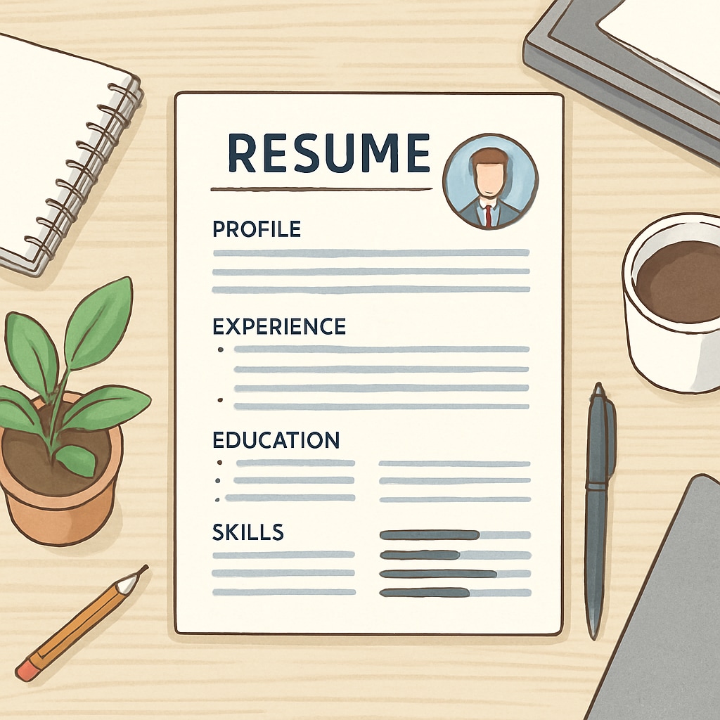 A sample resume template on a clean desk, illustrating modern resume design. A clean resume template showcasing Canadian-inspired formatting tips.