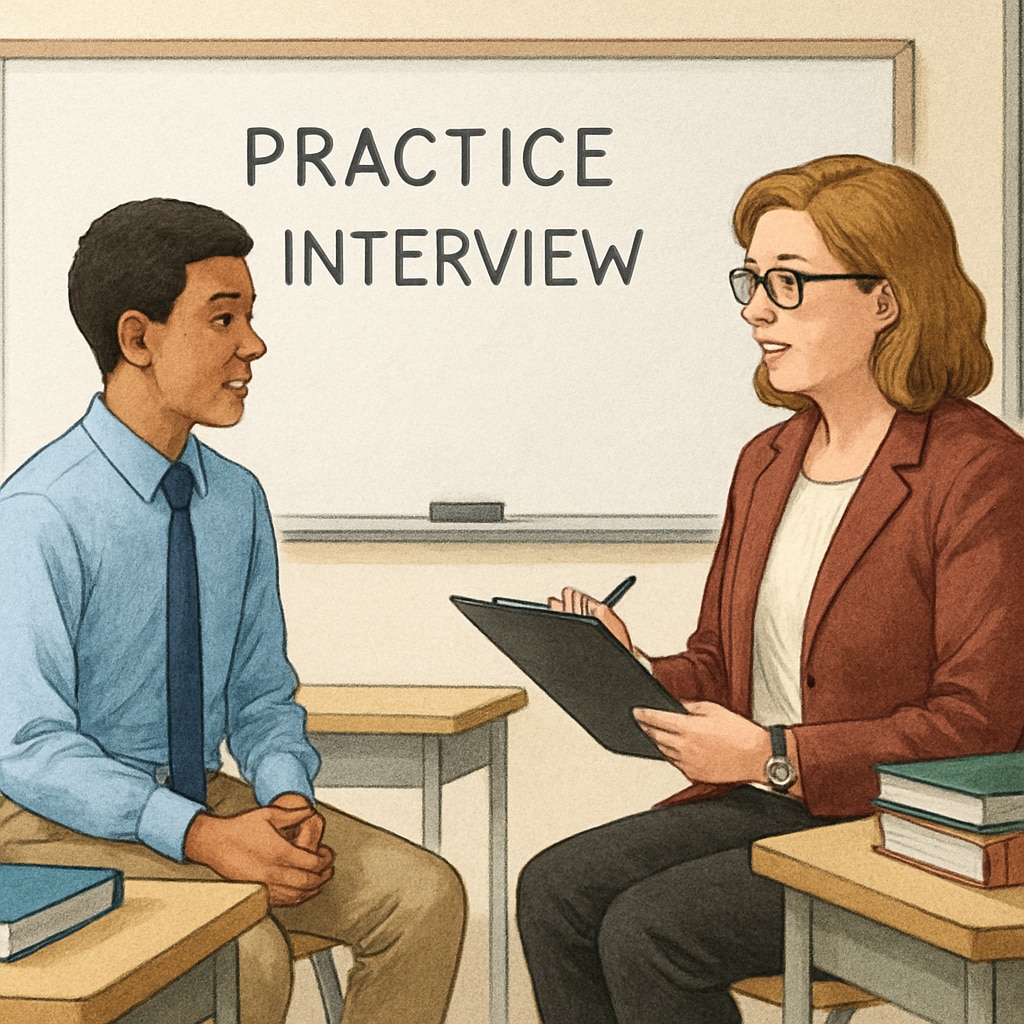 A student practicing interview skills as part of career readiness education.