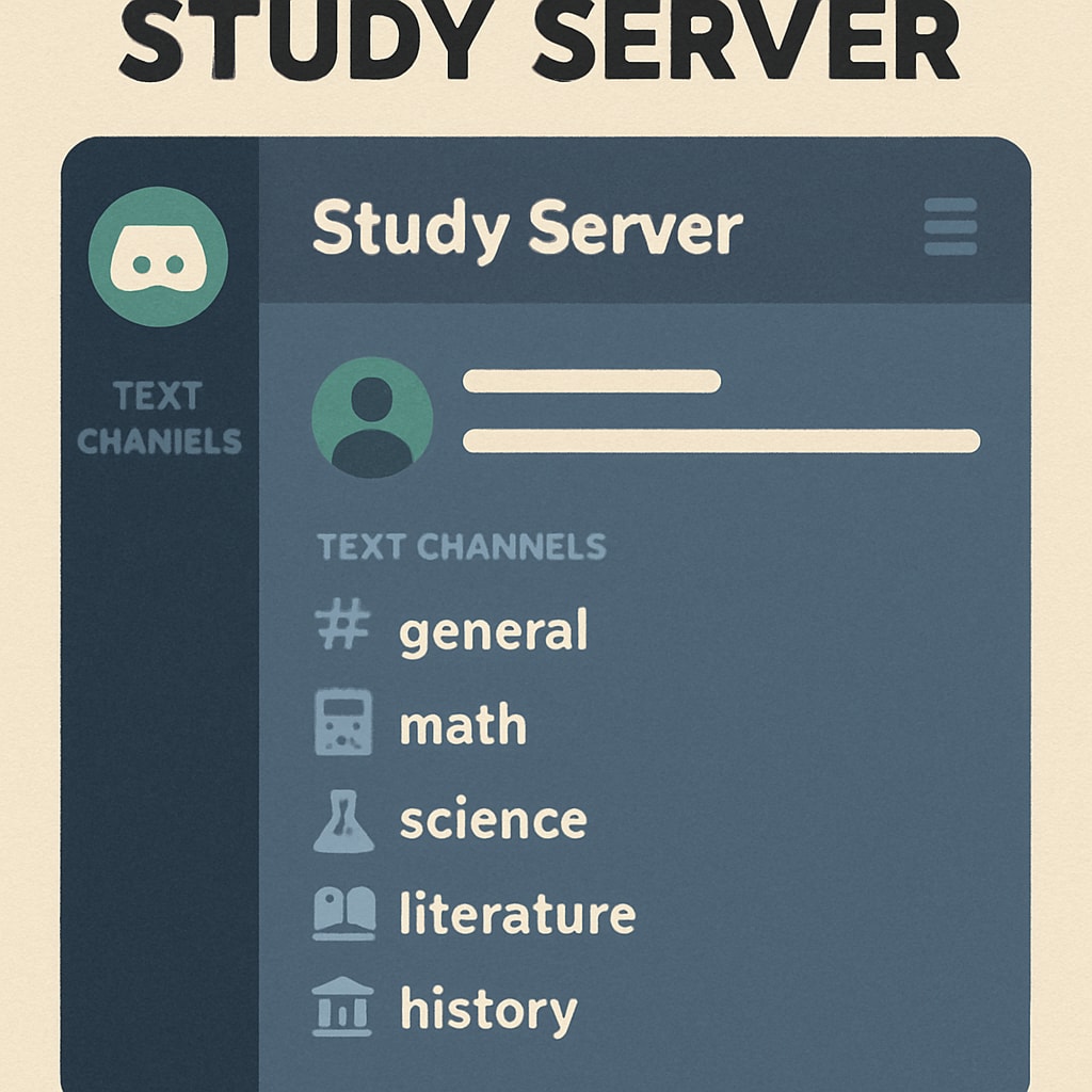 Discord server screenshot showing study groups and organized channels.