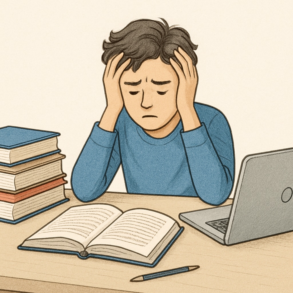 A student feeling overwhelmed after a false plagiarism accusation.