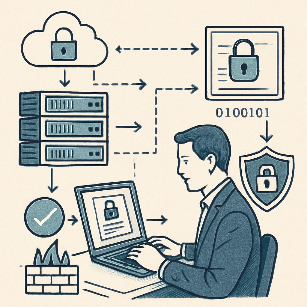 Cybersecurity professional managing secure networks and systems.