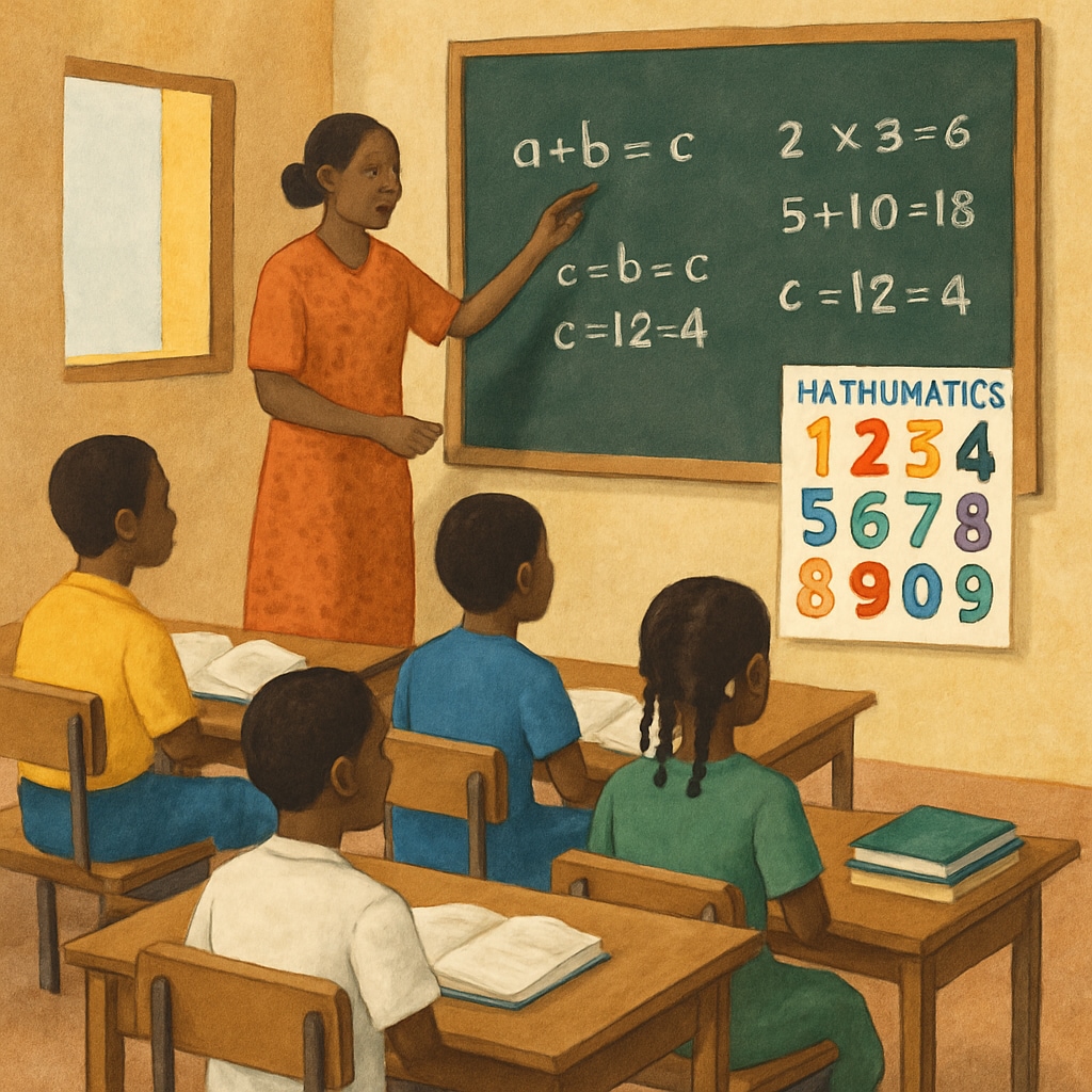 Students in a Mali classroom learning mathematics for financial career preparation.