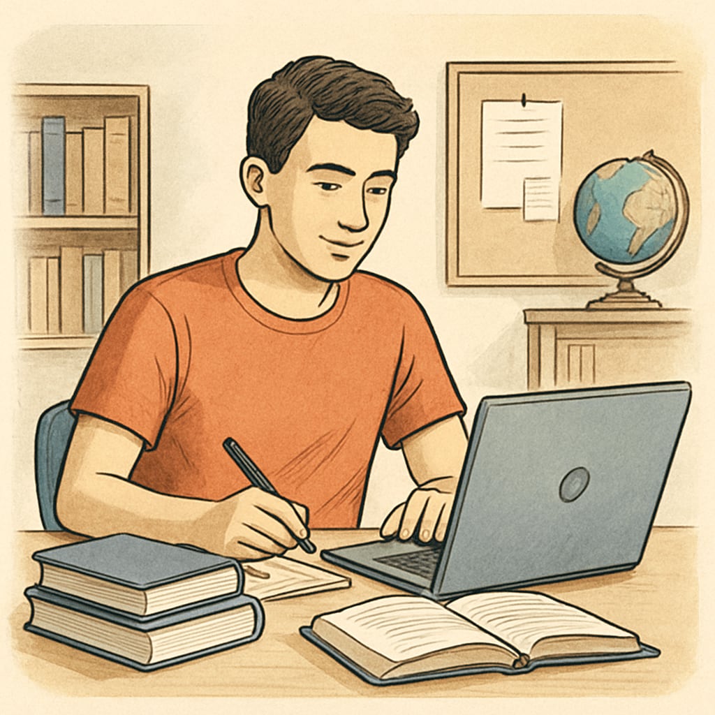Student studying online to enhance skills and qualifications after earning a modified diploma.