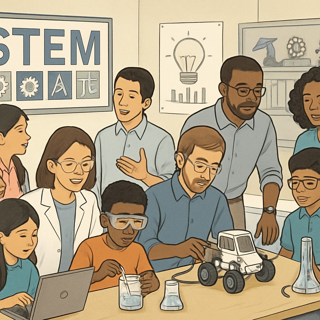 STEM workshop in a public school, demonstrating innovative strategies to attract students amidst voucher program challenges.