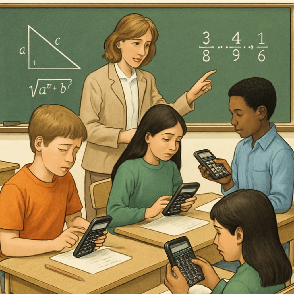 A classroom setting where students use RPN calculators to solve math problems. Students in a classroom learning math with RPN calculators like the HP 11c.