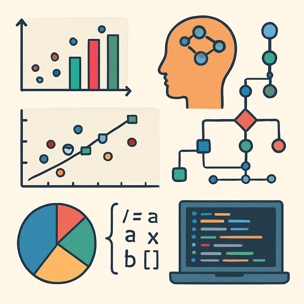 Data science visual representation with graphs and coding, emphasizing its interdisciplinary nature.