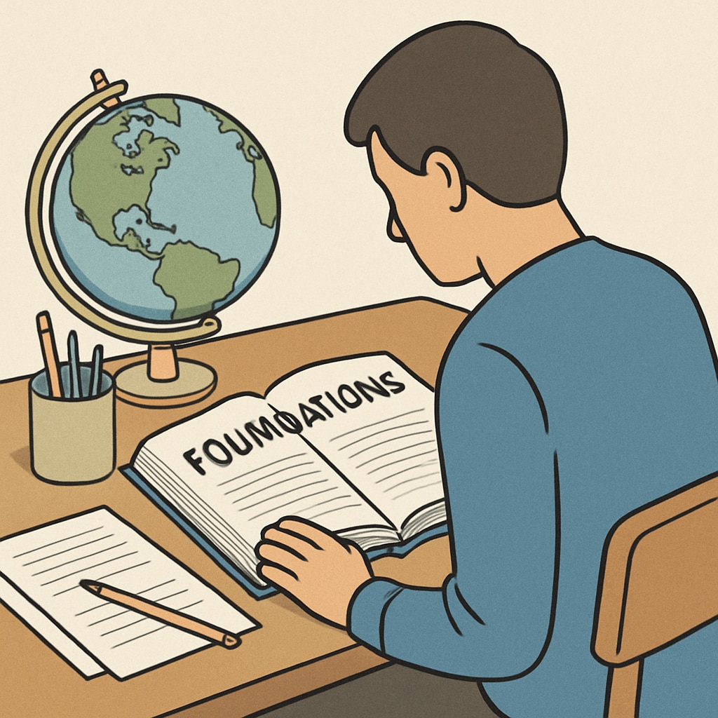 A person reading a foundational textbook, symbolizing the effort to rebuild lost knowledge. Rebuilding foundational knowledge through focused study.