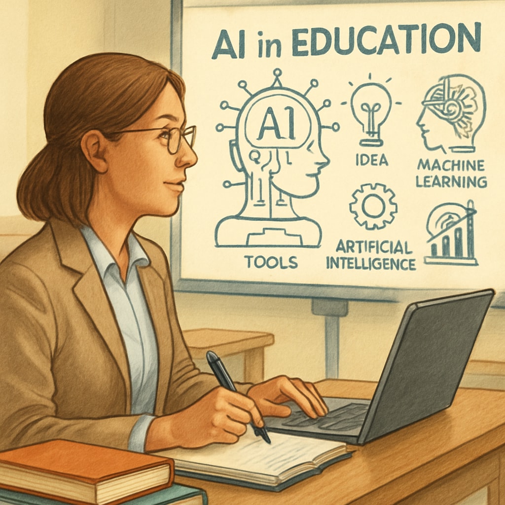A teacher attending a workshop to learn about AI tools in education, highlighting the need for professional development. A teacher in training to better understand AI tools for classroom use.
