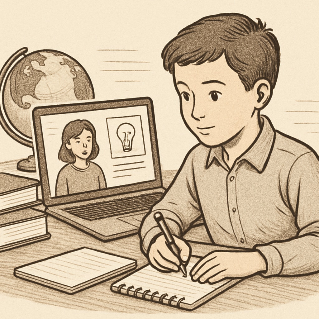 A student participating in an online class for dual credit education.