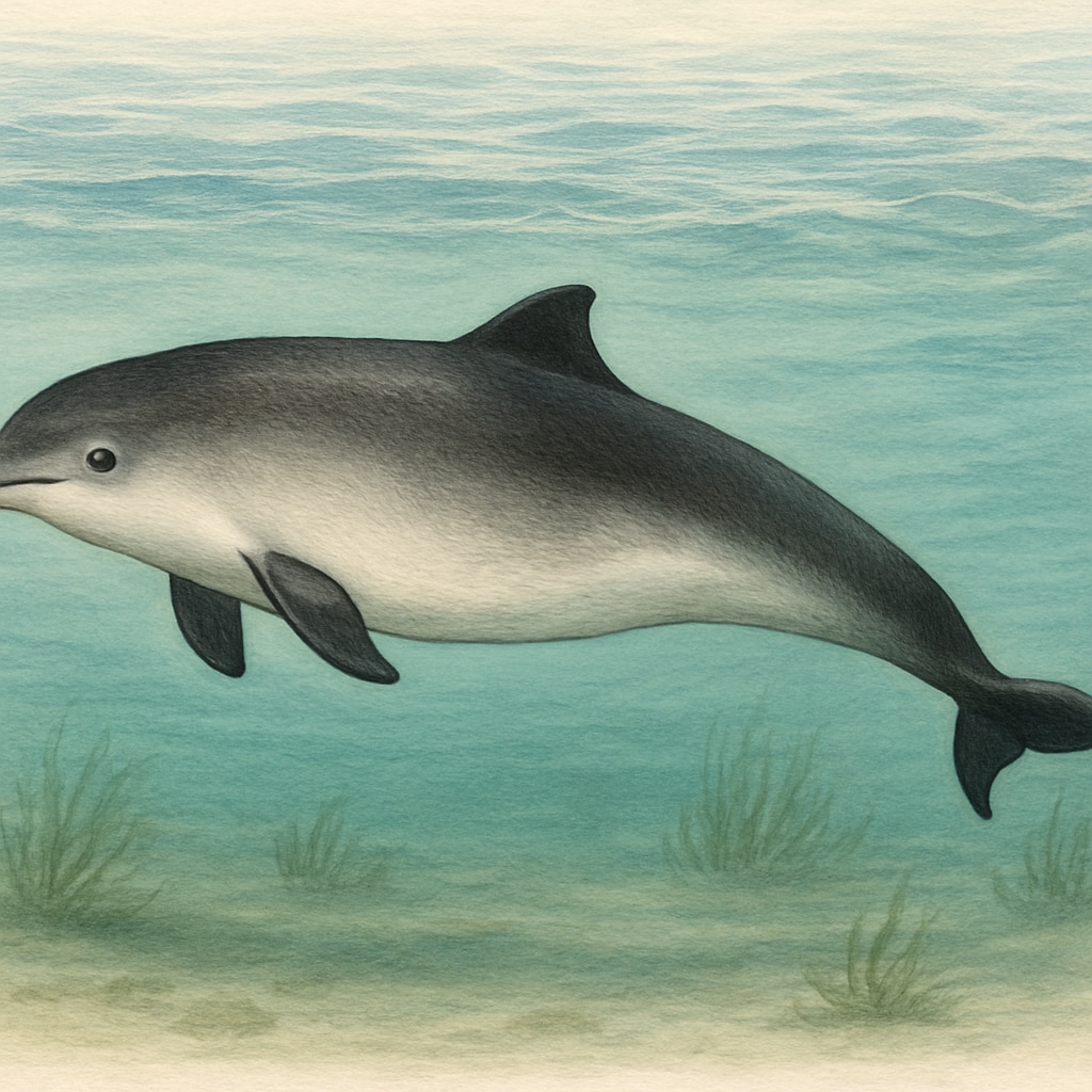 Harbor porpoise in its natural habitat, related to marine life and species classification.