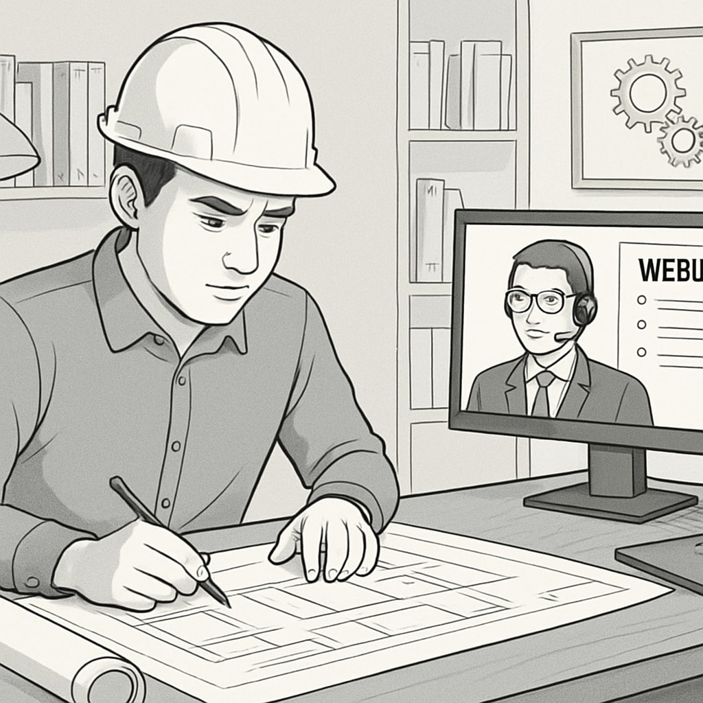 Mechanical engineering student managing dual tasks of project work and online education.