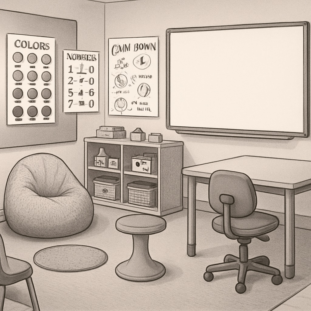 Classroom for special educational needs students with adaptive furniture