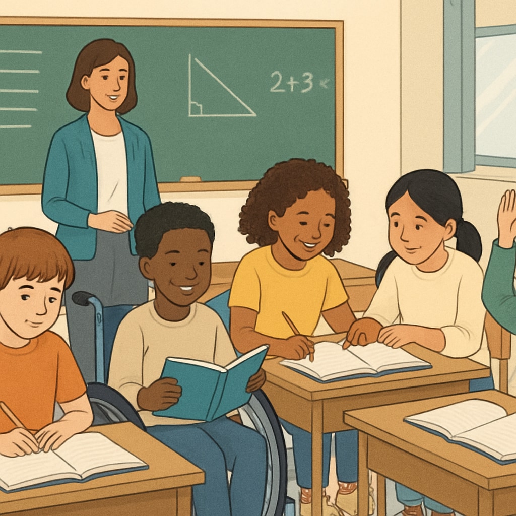 A diverse group of students in a classroom, symbolizing inclusivity and the need for balanced attendance policies. Diverse students in a classroom promoting inclusivity.