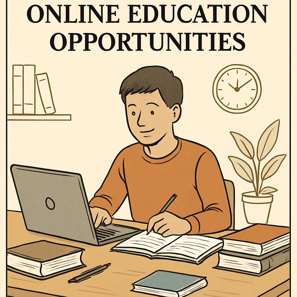 A student studying at home on a laptop, symbolizing online education opportunities. A student using a laptop for online learning with Khan World School and ASU dual enrollment.